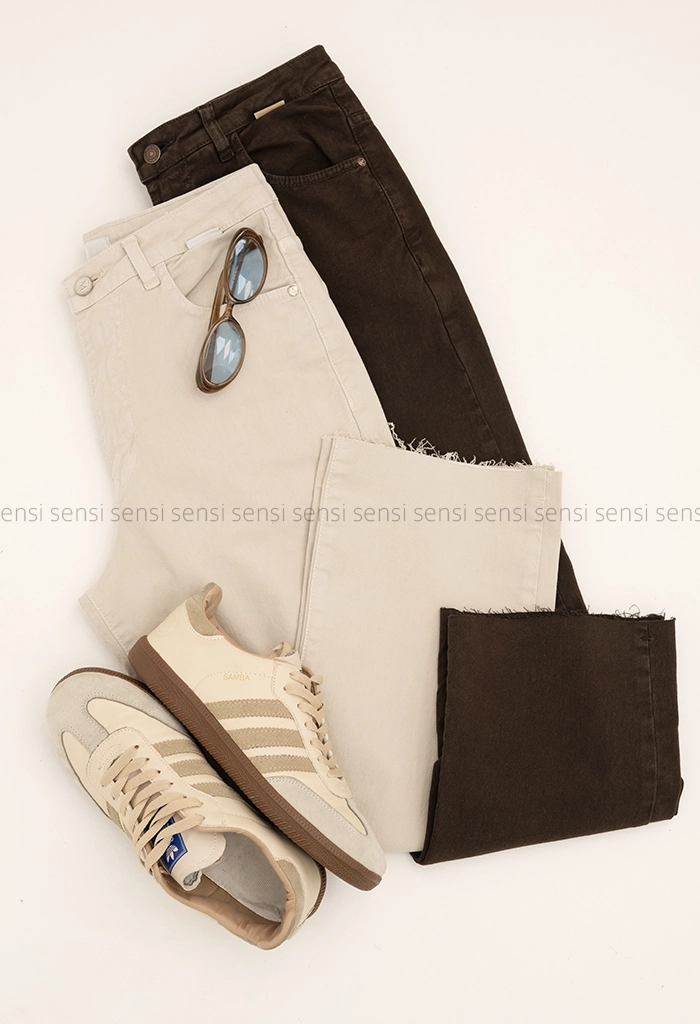 شلوار واید استریت کتان کد1005228